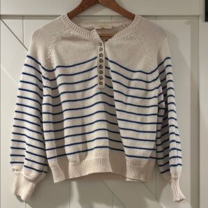 Sezane Leontine Sweater Ecru/Cobalt - Medium